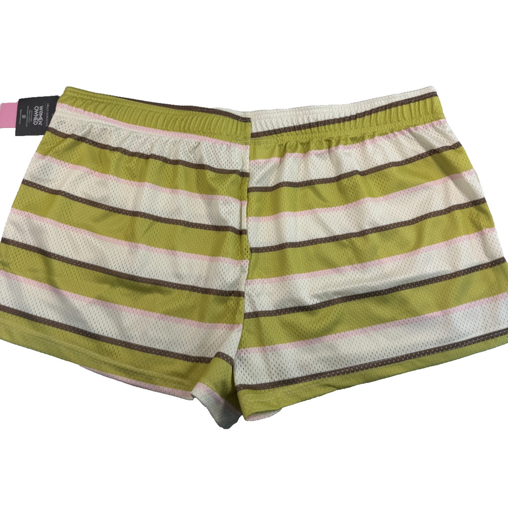 Grayson Threads Women's Striped Mesh Graphic Shorts - Green Size 1X NWT